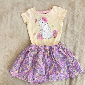 Catherine Malandrino Yellow and Purple Dress with Pink Bow